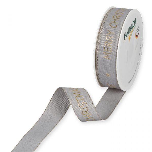 Druckband "Merry Christmas" mit Lurexkanten 1007 grey/gold Hauptbild Listing