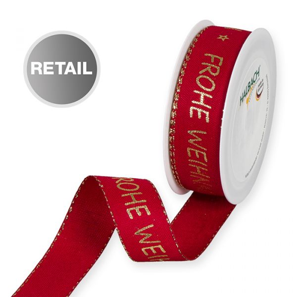 Druckband "Frohe Weihnachten" mit Lurexkanten 1008R red/gold Hauptbild Listing