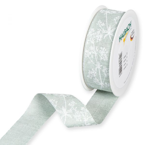 Druckband "Blumenranken" 1018 sage green/white Hauptbild Listing