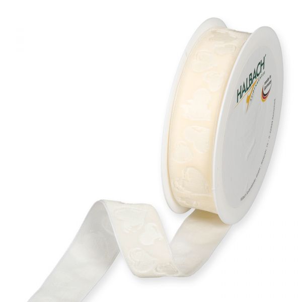 Samt-Druckband "Herzen" geprägtes Motiv 1019 cream Hauptbild Listing