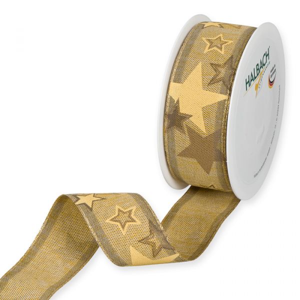 Druckband "Sterne" 1049 dusky yellow/brown/gold Hauptbild Listing