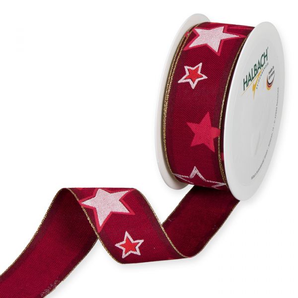 Druckband "Sterne" 1049 wine red/white/gold Hauptbild Listing