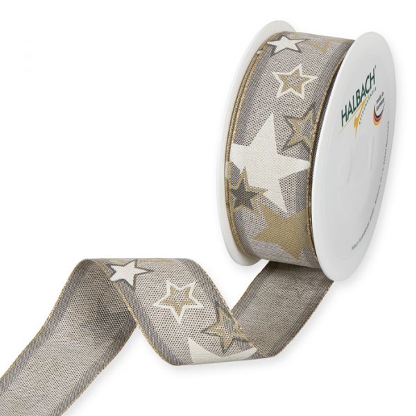 Druckband "Sterne" 1049 linen/cream/gold Hauptbild Listing