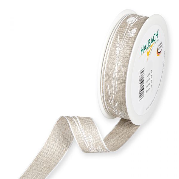 Leinen-Druckband "Gräser" 1054 natural/white Hauptbild Listing