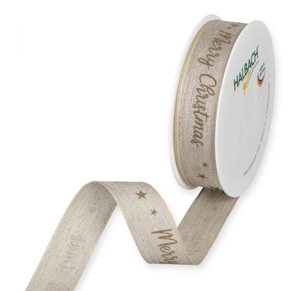 Leinen-Druckband "Merry Christmas" 1059 natural/linen Hauptbild Listing