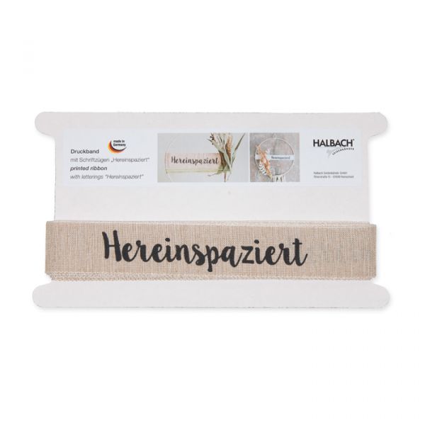 Druckband "Hereinspaziert" 1060 natural/black Hauptbild Detail