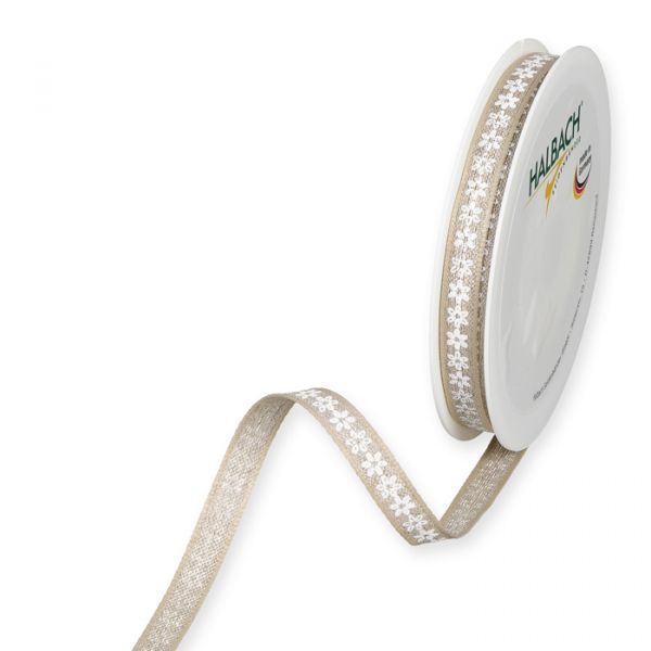 Leinen-Druckband "Blümchen" 1068 white Hauptbild Listing