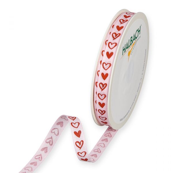 Druckband "Herzen" 1116 pale rose/red Hauptbild Listing
