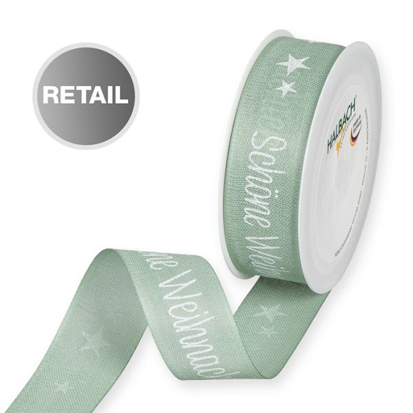 Druckband "Schöne Weihnachten" Baumwoll-Optik 1126R mint/white Hauptbild Listing