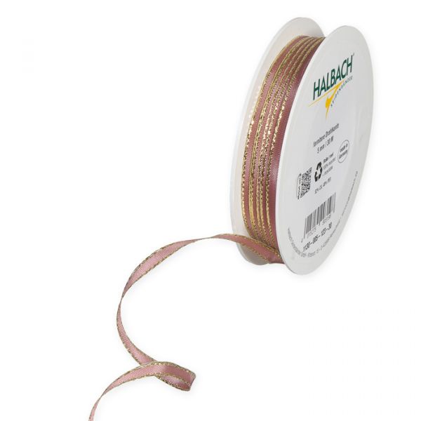 Taftbändchen / formbare Lurex-Drahtkanten 1130 blush rose/gold Hauptbild Listing