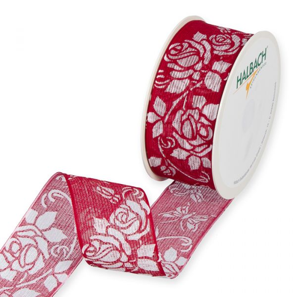 transparentes Druckband "Rosenranken" 1138 red/white Hauptbild Listing