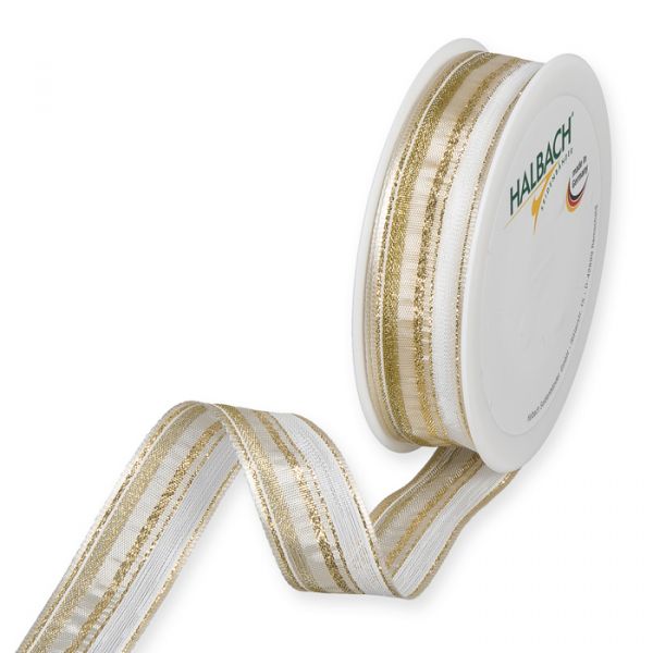 Weihnachtsband Lurexstreifen Gold 1143 white/gold Hauptbild Listing