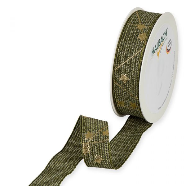 Druckband "Sterne" 1158 olive green/gold Hauptbild Listing