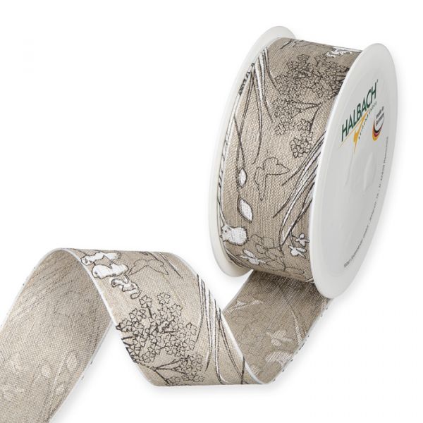 Leinen-Druckband "Wiese" 1161 natural/black/white Hauptbild Listing