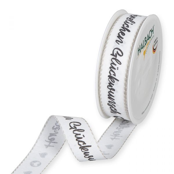 Druckband "Herzlichen Glückwunsch" 1163 white/black Hauptbild Listing