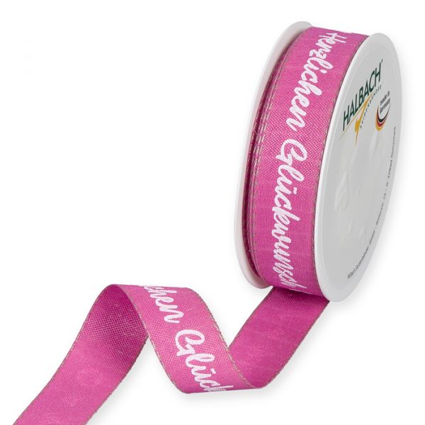 Druckband "Herzlichen Glückwunsch" 1163 pink/white Hauptbild Listing