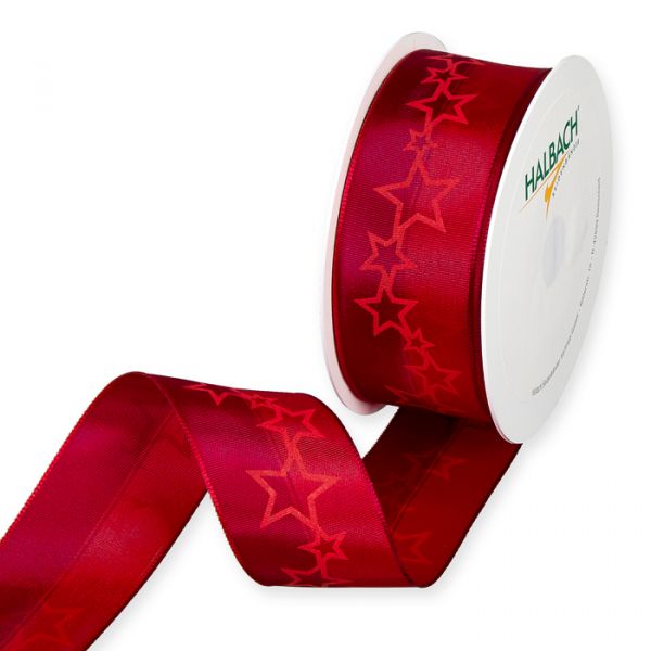 Streifen-Druckband "Sterne", Schleifenband, Weihnachtsband 1168 red Hauptbild Listing