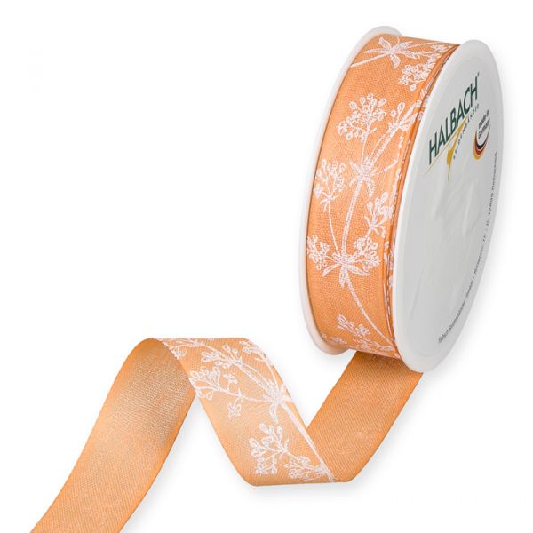 Druckband "Blumenranken" 1180 apricot/white Hauptbild Listing