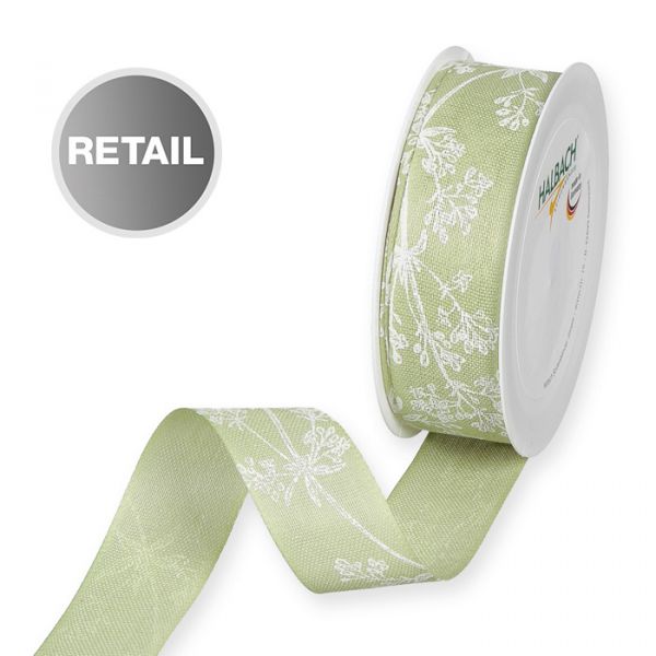 Druckband "Blumenranken" 1180R pale green/white Hauptbild Listing