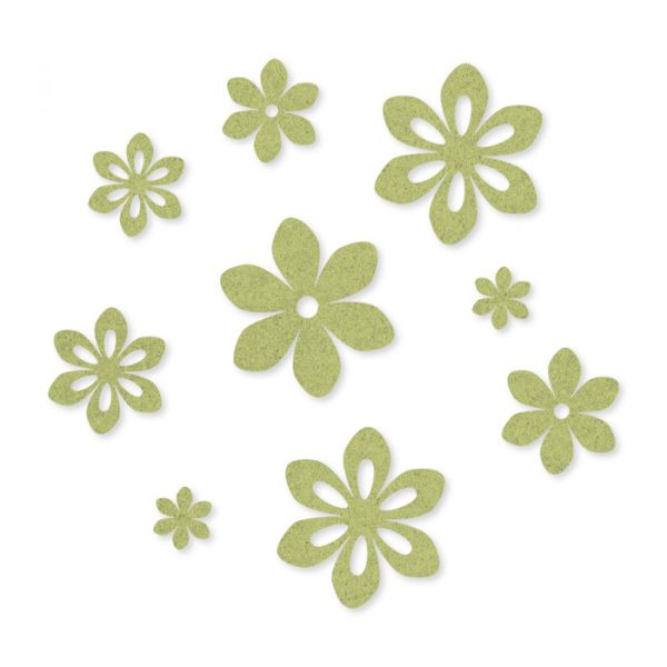 Filz-Sortiment "Blüten" selbstklebend, 3 Formen und 4 Größen im Set pale green Hauptbild Detail