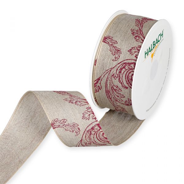 Leinen-Druckband "Farn" 1206 berry Hauptbild Listing