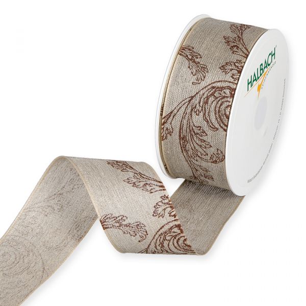 Leinen-Druckband "Farn" 1206 brown Hauptbild Listing