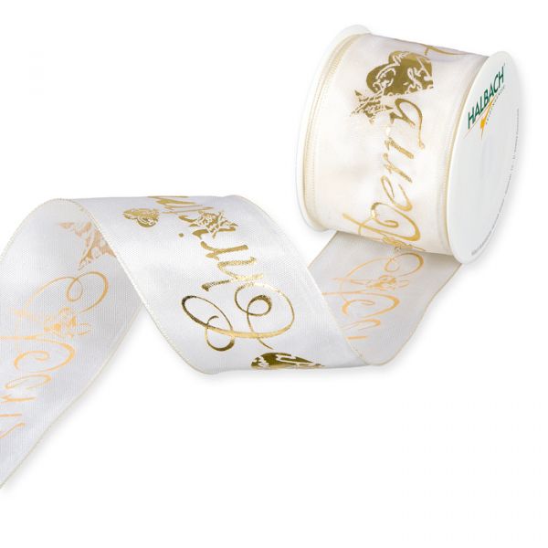 Taft-Druckband "Merry Christmas" 1234 cream/gold Hauptbild Listing