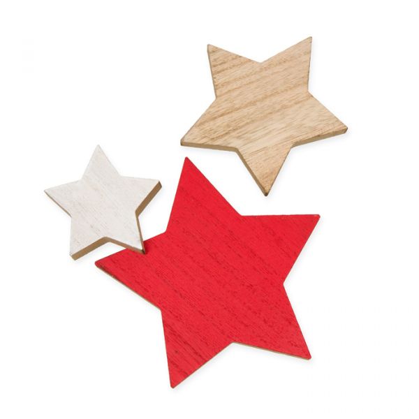 Holz-Sterne 3 Größen und Farben im Set red/natural/white Hauptbild Listing