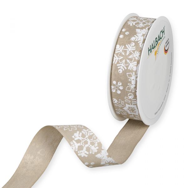 Druckband "Eiskristalle" 1262 linen/white Hauptbild Listing