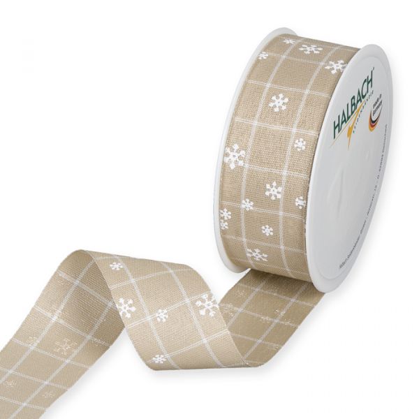 Karo-Druckband "Schneesternchen" 1263 linen/white Hauptbild Listing