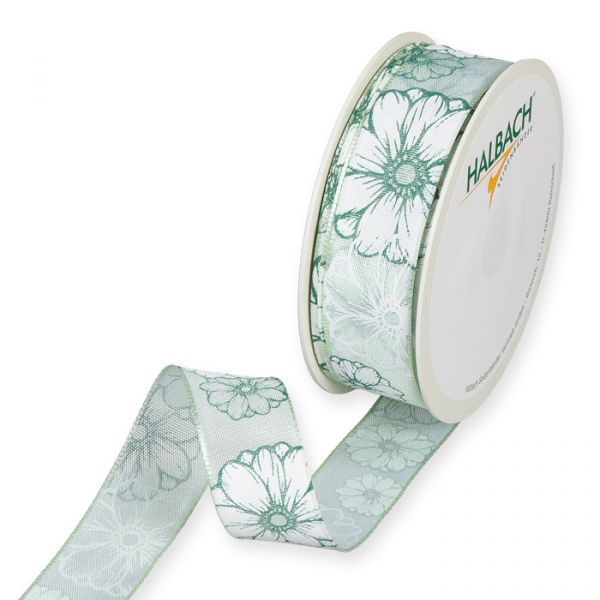 Druckband "Blüten" 1305 light mint/jade/white Hauptbild Listing