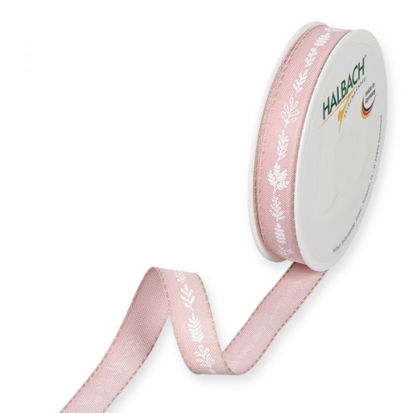 Druckband "Zweige" mit Leinenkanten 1329 pale rose/white Hauptbild Listing