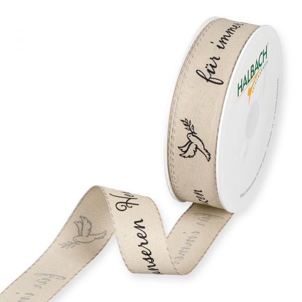 Trauerband "... in unseren Herzen", Trauerflor 1332 linen/black Hauptbild Listing