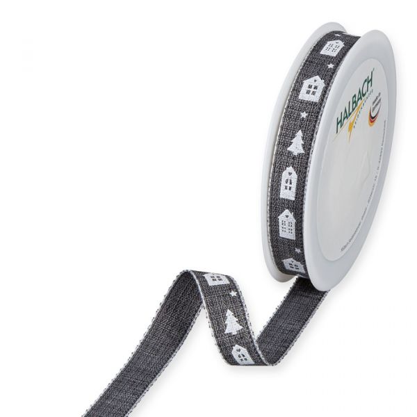 Druckband "Häuser und Bäume" 1343 grey/black/white Hauptbild Listing