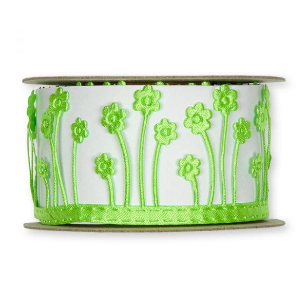 Satinband "Blümchen" mit Klebestreifen 13430 spring green Hauptbild Detail