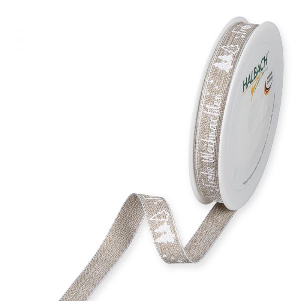 Druckband "Frohe Weihnachten" 1344 linen/white Hauptbild Listing