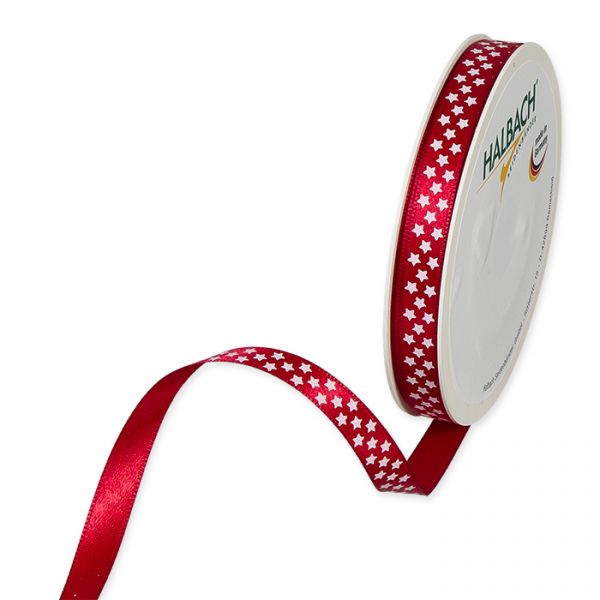 Satin-Druckband "Sternchen" 1354 red/white Hauptbild Listing