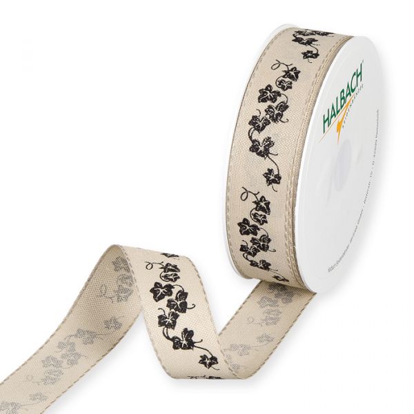 Trauerband "Efeu", Trauerflor 1357 linen/black Hauptbild Listing