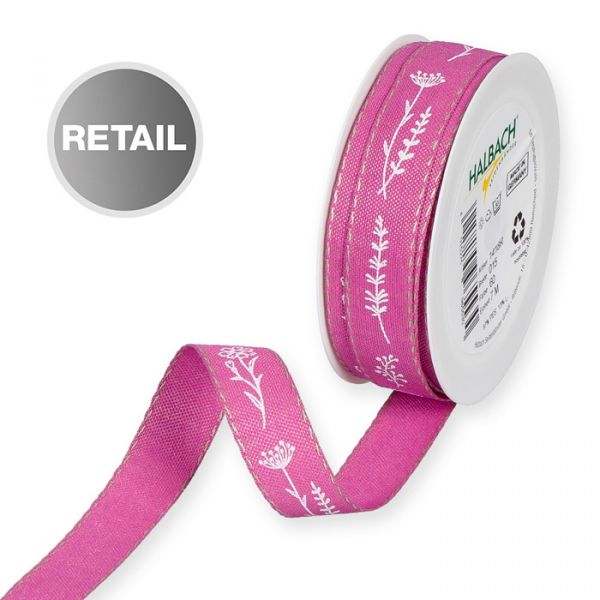 Druckband "Blumen" 1418R pink/white Hauptbild Listing