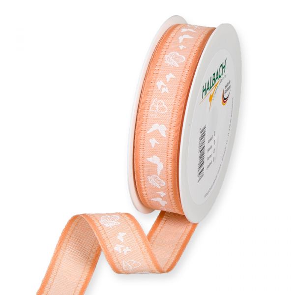 Druckband "Schmetterlinge" Baumwoll-Optik / meliert 143 apricot/white Hauptbild Listing