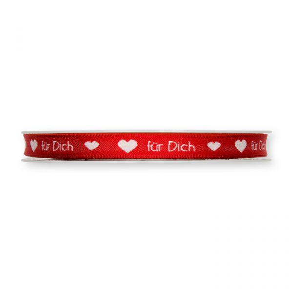 Jacquardband "Schrift" 1430 red/white Hauptbild Detail