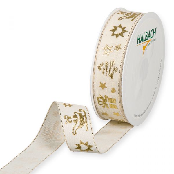 Druckband "Weihnachten" 1431 cream/gold Hauptbild Listing
