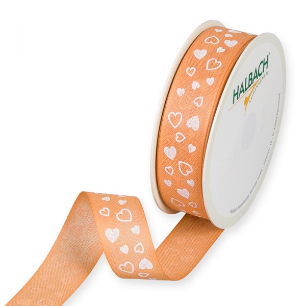 Druckband "Herzen" 1433 apricot/white Hauptbild Listing