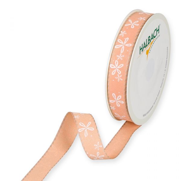 Druckband "Blüten" 1465 apricot/white Hauptbild Listing