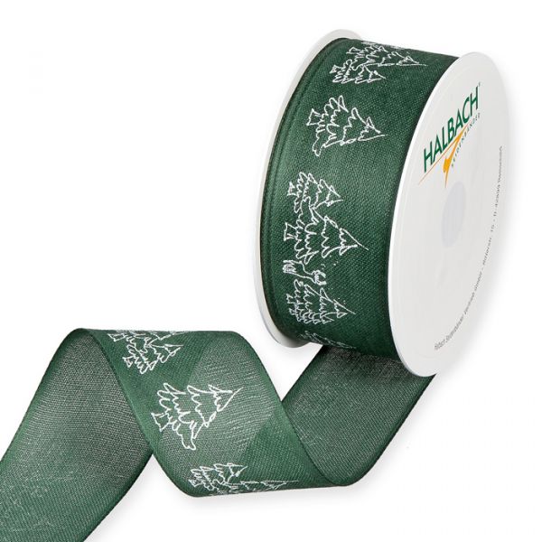 Druckband "Winterwald", Weihnachtsband 1514 dark sage/white Hauptbild Listing