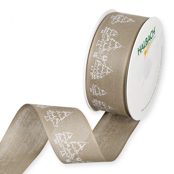 Druckband "Winterwald", Weihnachtsband 1514 linen/white Hauptbild Listing