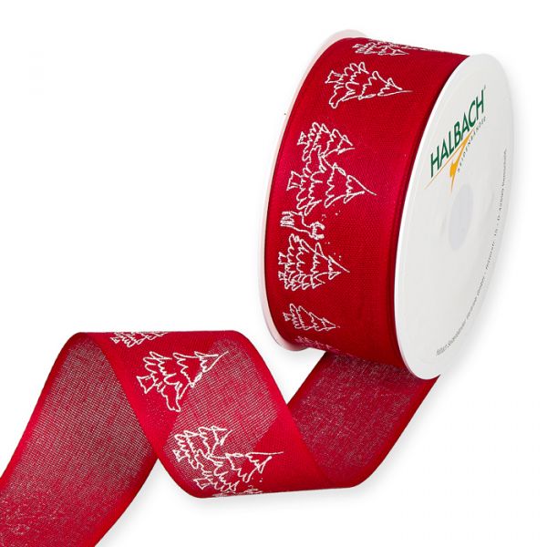 Druckband "Winterwald", Weihnachtsband 1514 red/white Hauptbild Listing