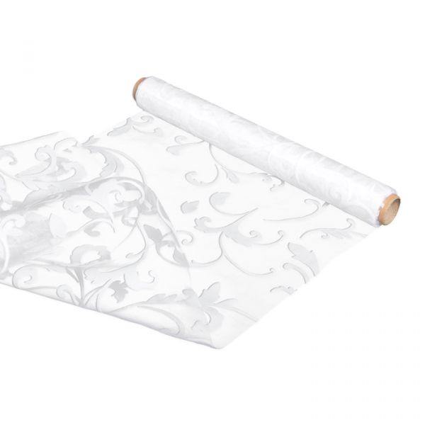 Organza mit Flockdruck "Ranken" 15562 white Hauptbild Listing