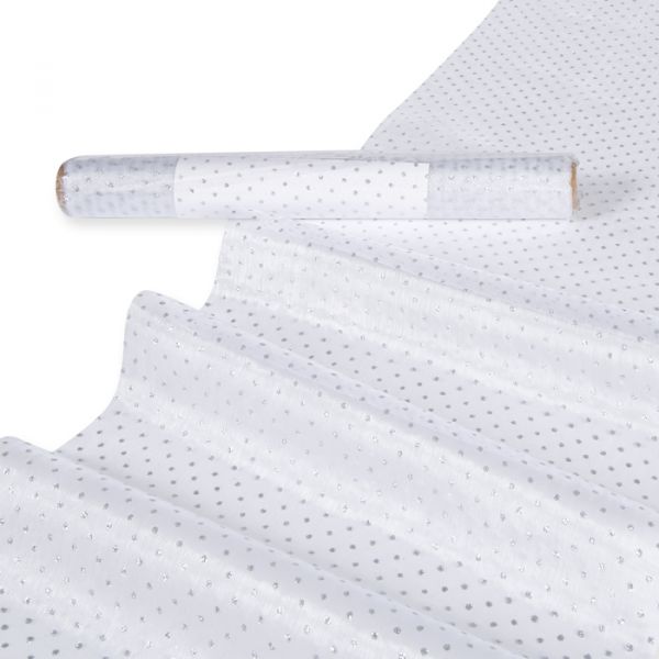 Organza mit Glitterdruck "Punkte" 15565 white/silver Hauptbild Listing