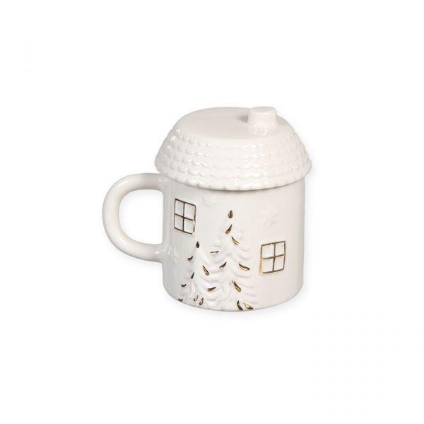 Porzellan-Dose "Haus", Weihnachtsdose 15867 off-white/gold Hauptbild Detail